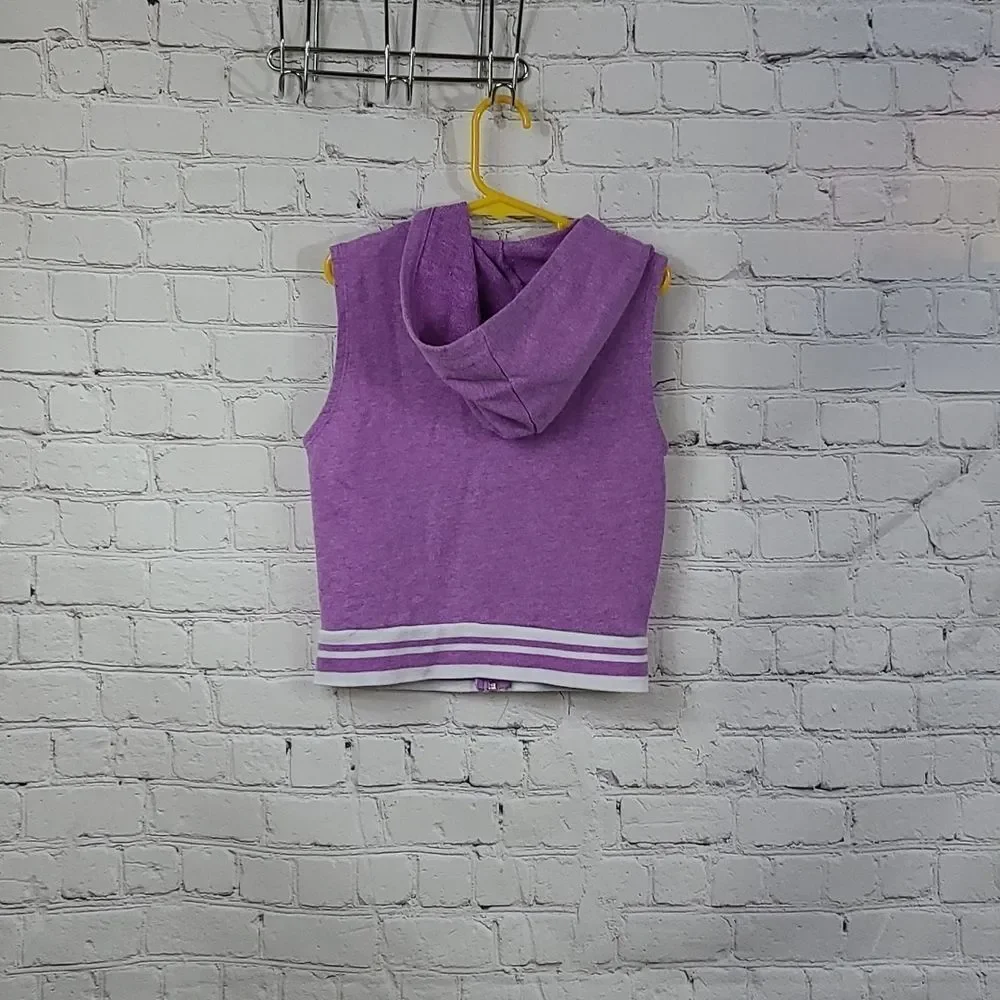 Justice Girls Purple Glitter Softball Sleeveless Zip Hoodie Vest Size 8 Sporty